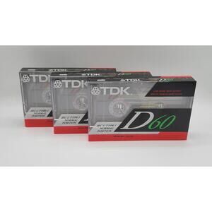 3pk TDK D60 Low Noise High Output Blank Audio Cassette Tape IEC I/Type 1 Vintage